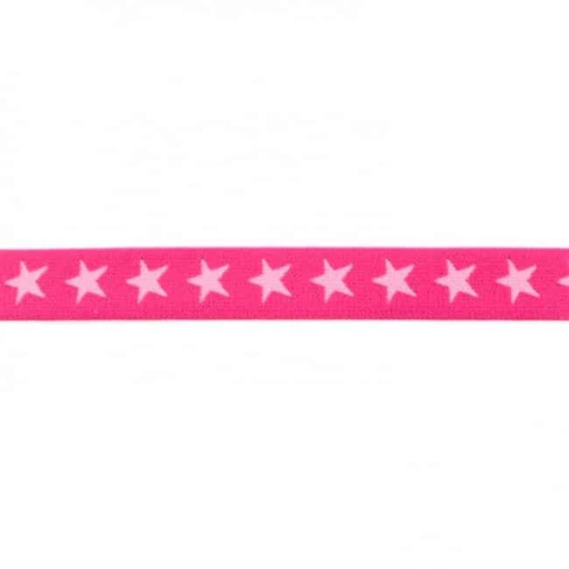 Elastik - smal pink med lyserøde stjerner