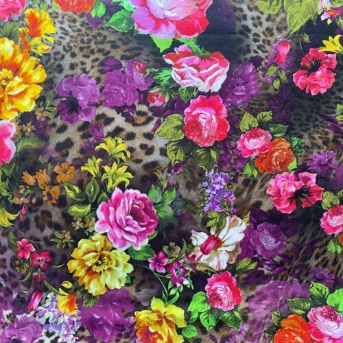 Jersey - blomster og leopard