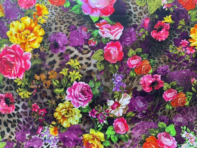 Jersey - blomster og leopard